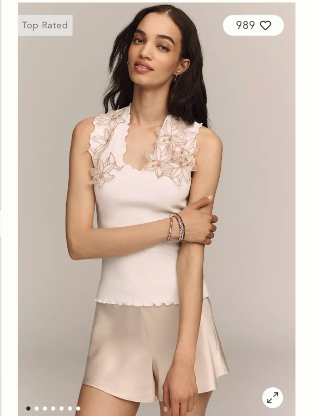 By Anthropologie Applique Floral Tank Top